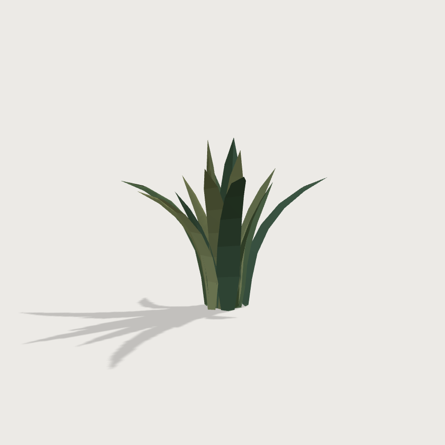 Grass Tuft low-poly 3D model, left render