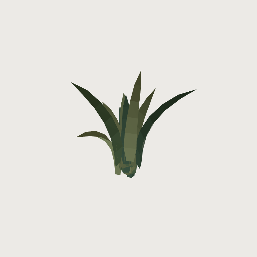 Grass Tuft low-poly 3D model, low back render