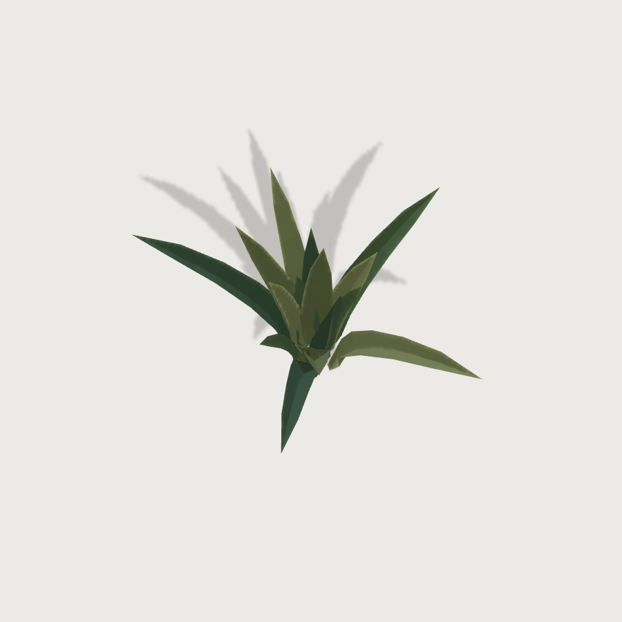 Grass Tuft low-poly 3D model, top render