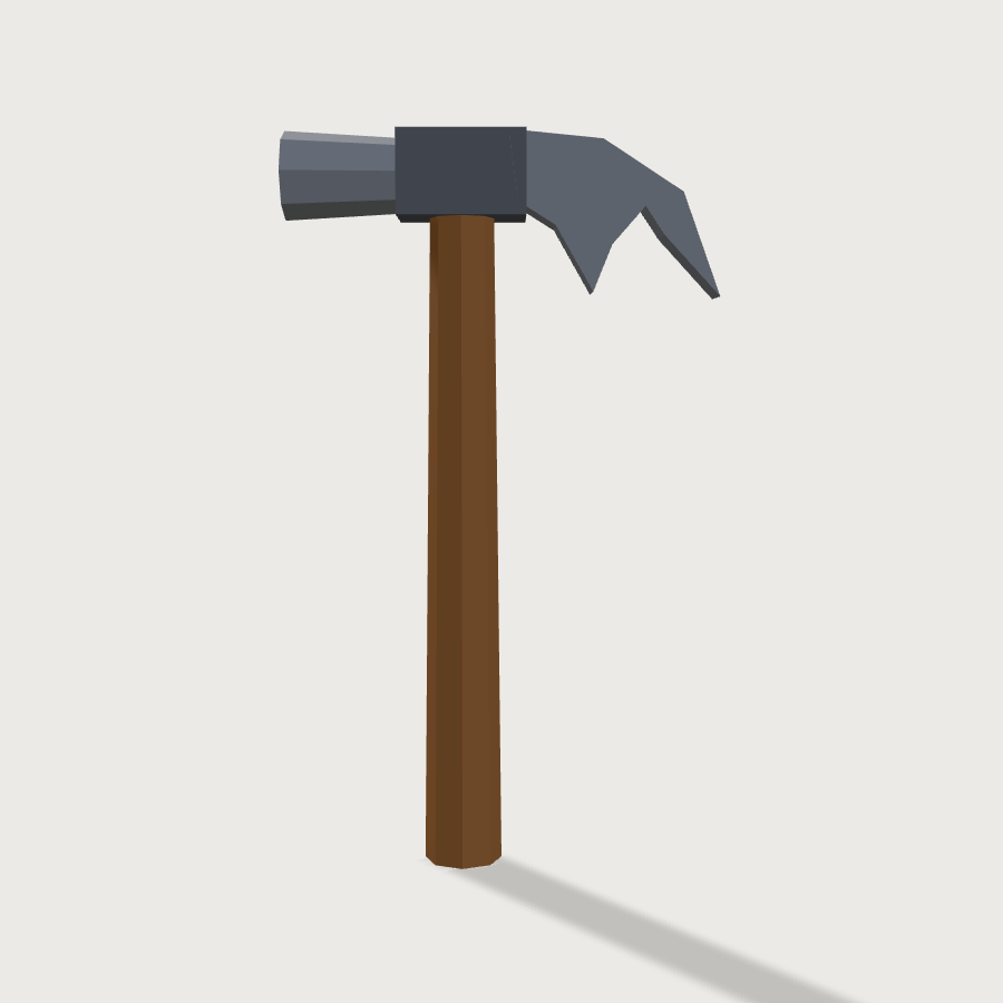Hammer low-poly 3D model, back render