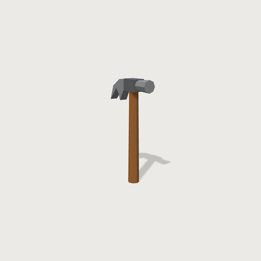 Hammer low-poly 3D model, detail render