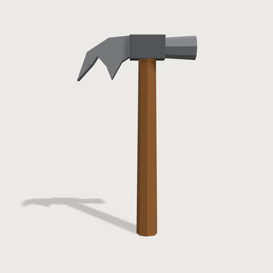 Hammer low-poly 3D model, front render