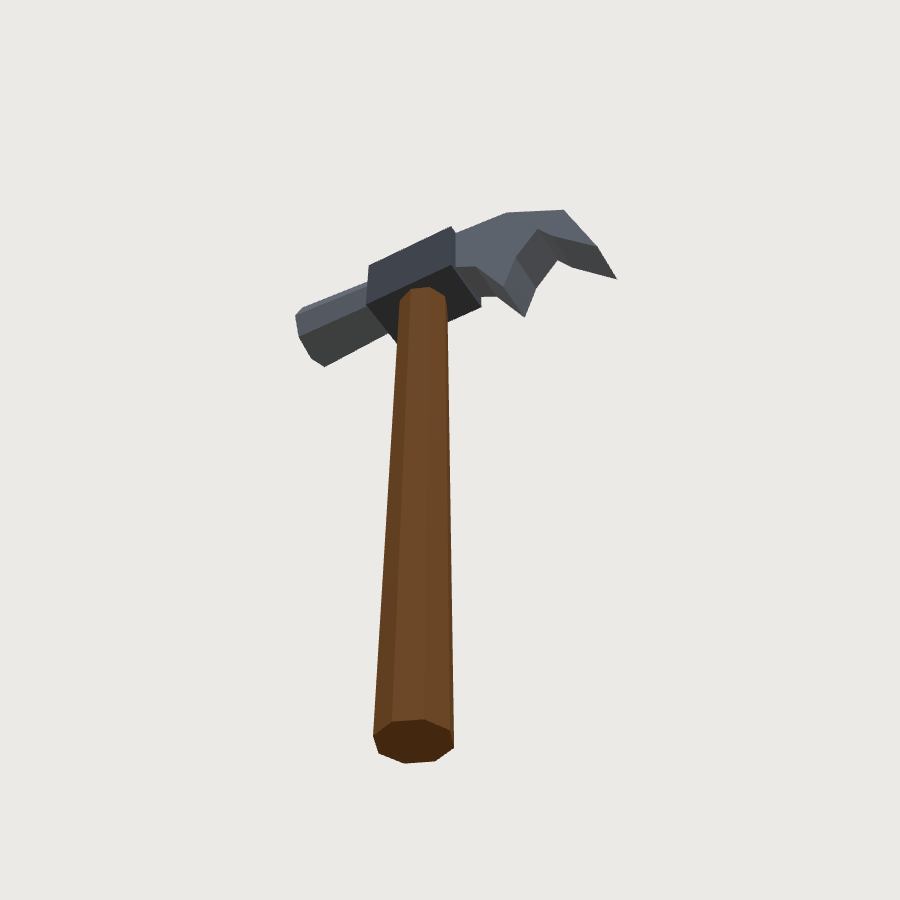 Hammer low-poly 3D model, low back render