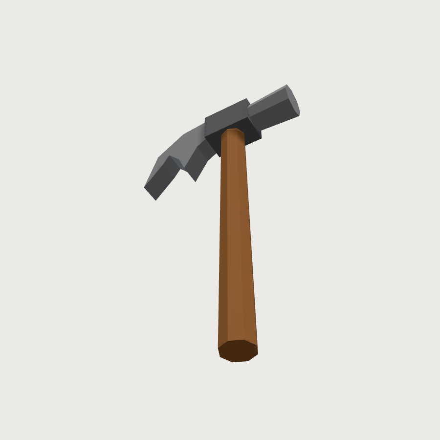 Hammer low-poly 3D model, low render