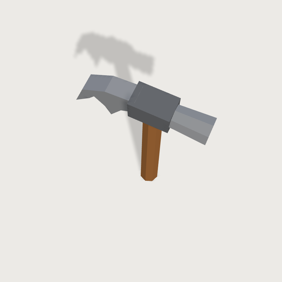 Hammer low-poly 3D model, top render