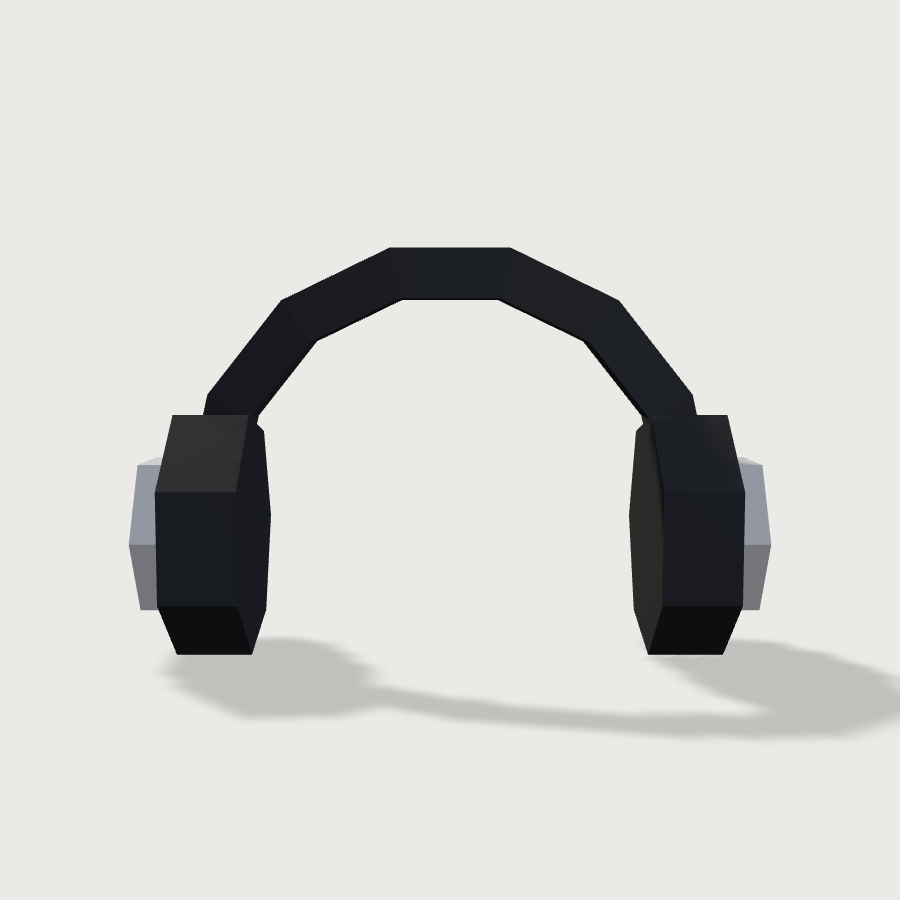 Headphones low-poly 3D model, back render