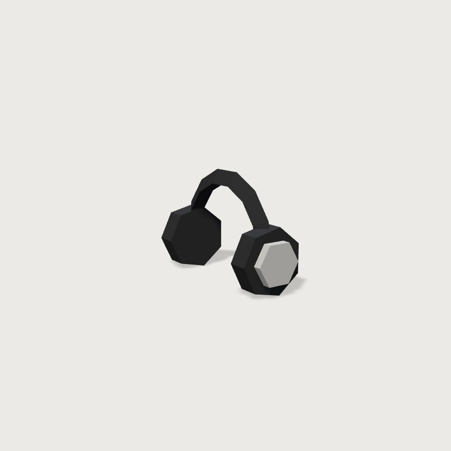 Headphones low-poly 3D model, detail render