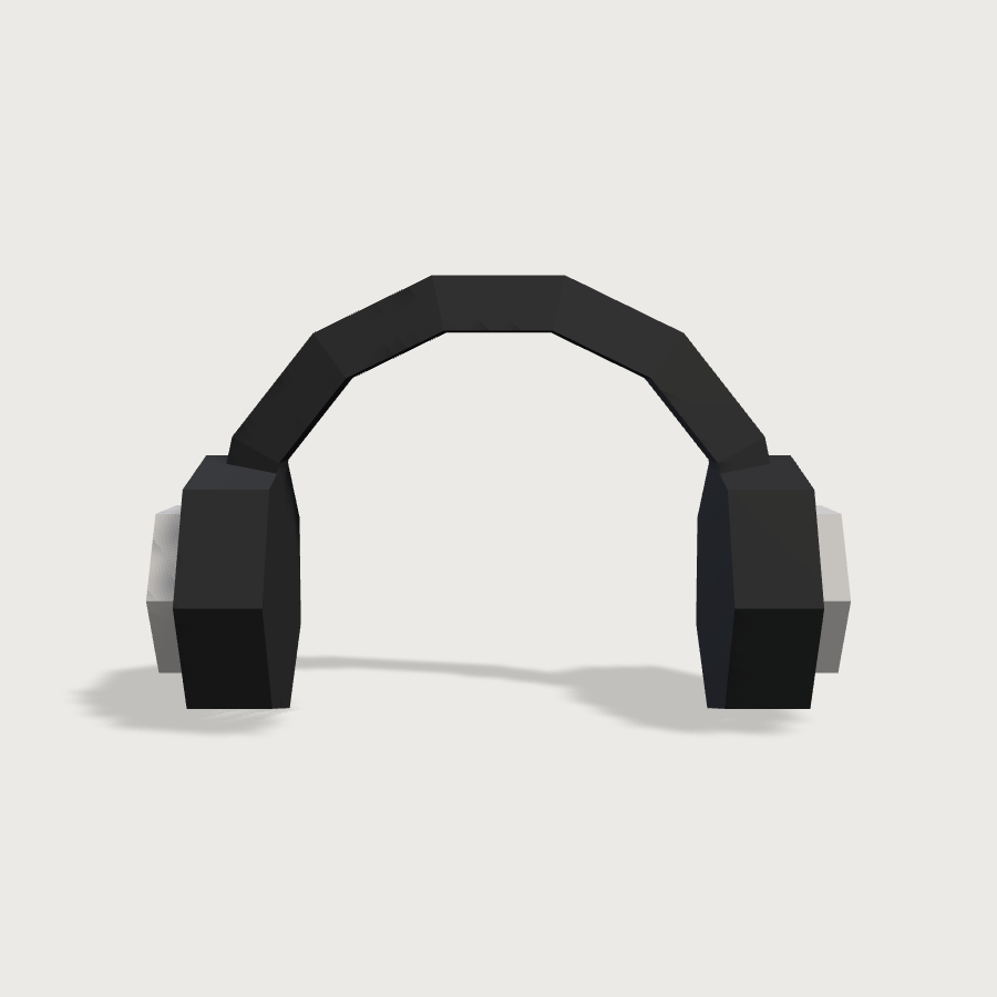 Headphones low-poly 3D model, front render