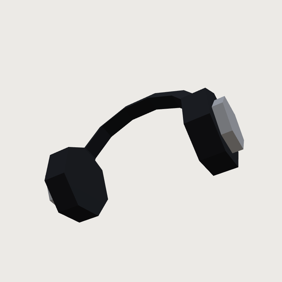 Headphones low-poly 3D model, low back render