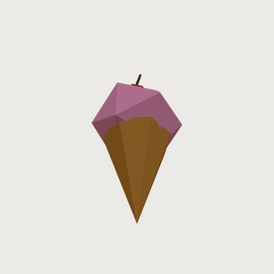 Ice Cream Cone low-poly 3D model, low back render