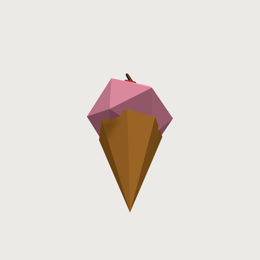 Ice Cream Cone low-poly 3D model, low render
