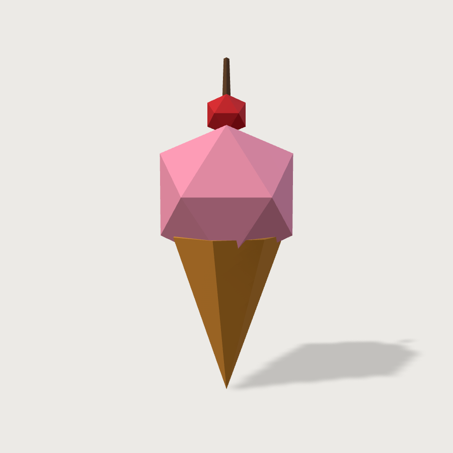 Ice Cream Cone low-poly 3D model, right render