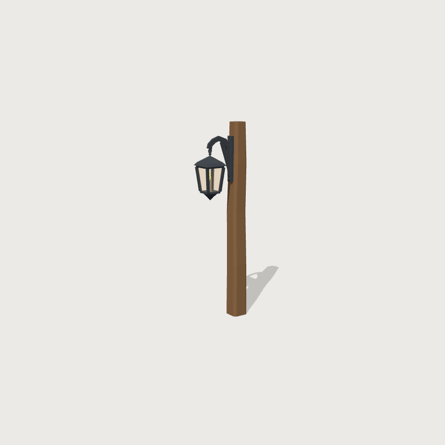 Lamp Post low-poly 3D model, detail render