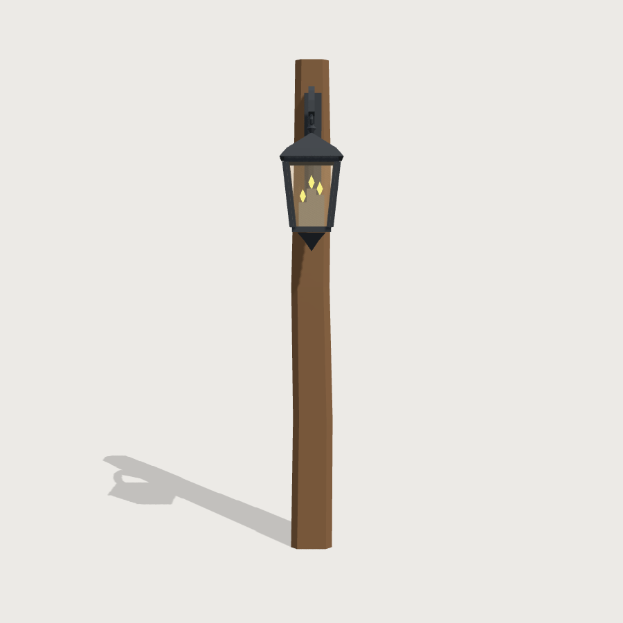 Lamp Post low-poly 3D model, front render
