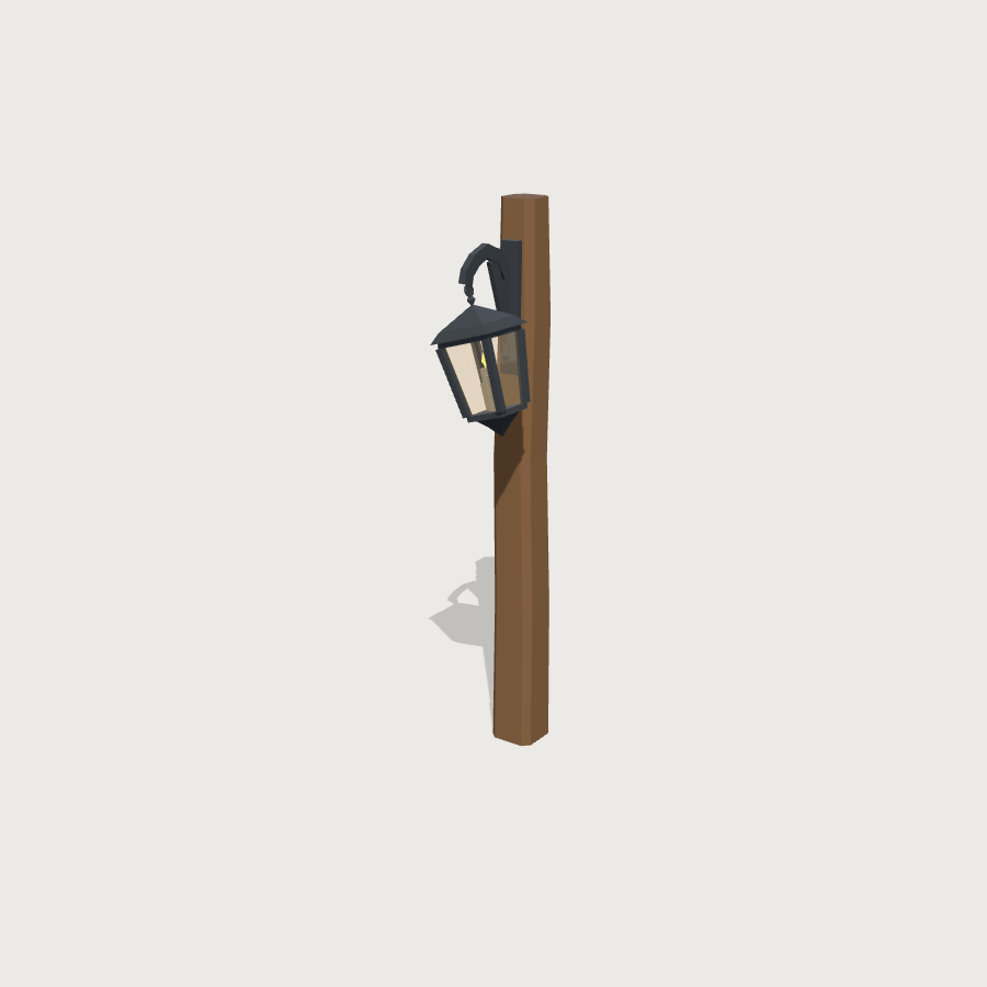 Lamp Post low-poly 3D model, pose lantern render