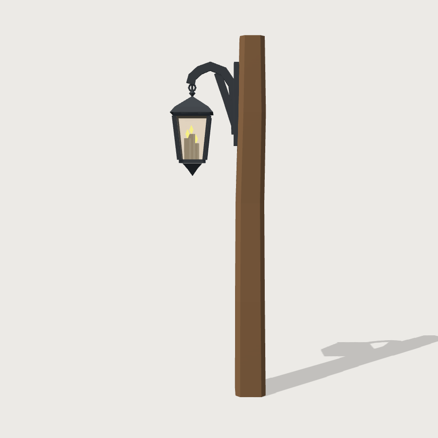 Lamp Post low-poly 3D model, right render