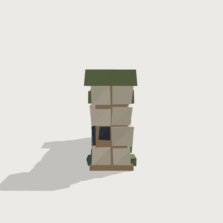 Low Stone Wall low-poly 3D model, left render