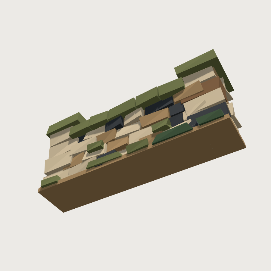 Low Stone Wall low-poly 3D model, low render