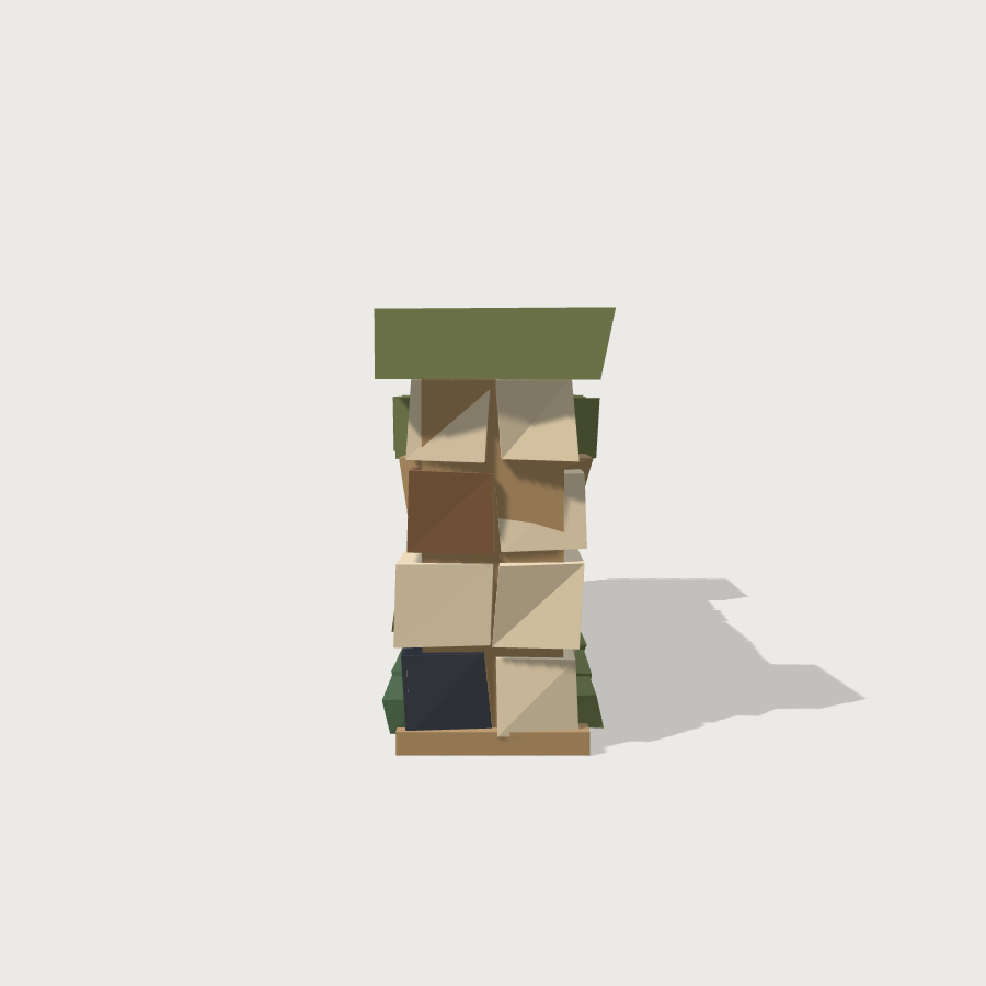 Low Stone Wall low-poly 3D model, right render