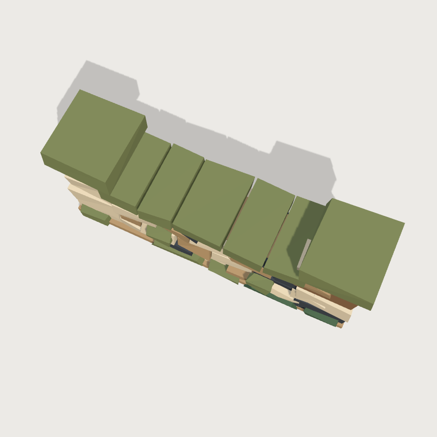 Low Stone Wall low-poly 3D model, top render
