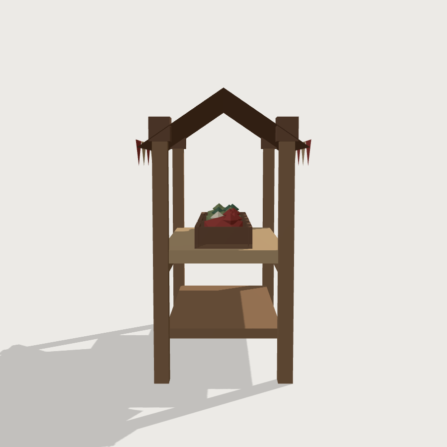 Market Stall low-poly 3D model, left render