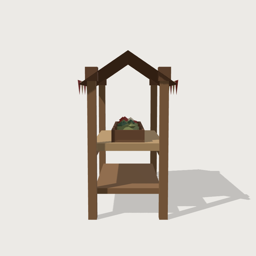 Market Stall low-poly 3D model, right render