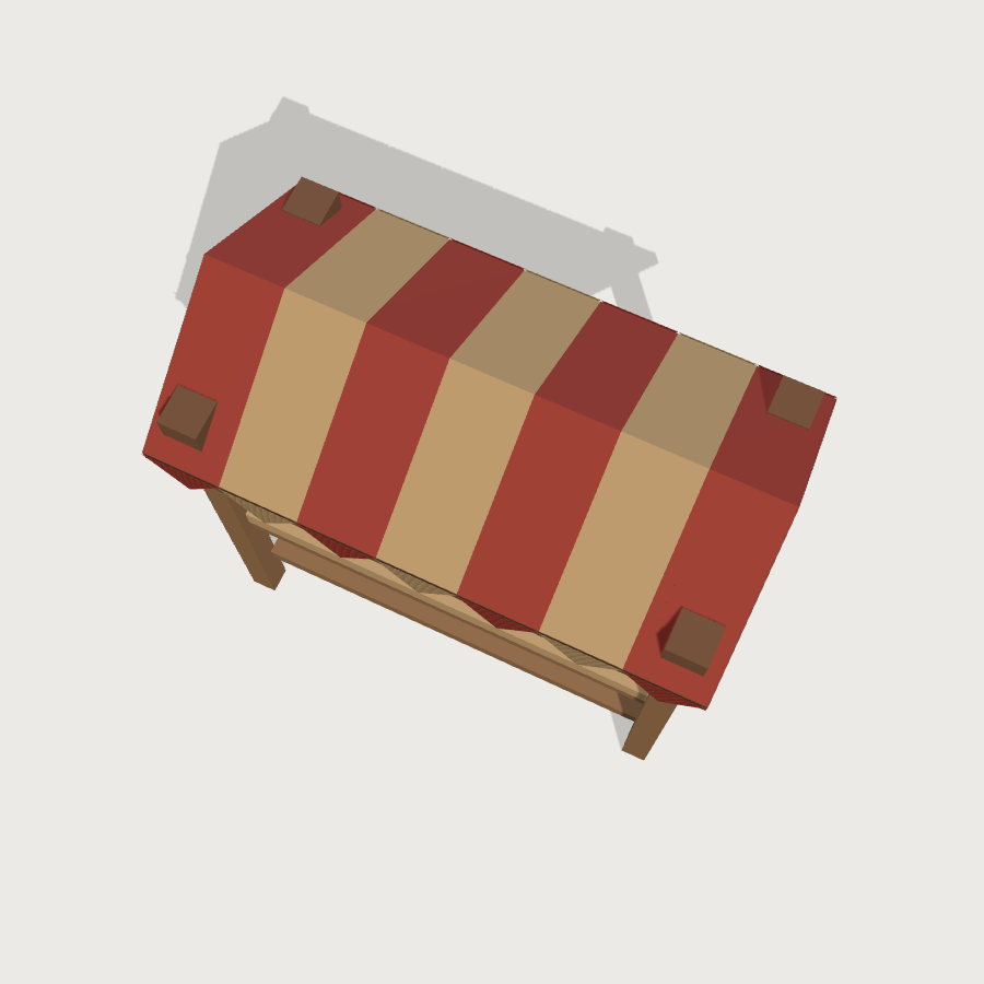 Market Stall low-poly 3D model, top render