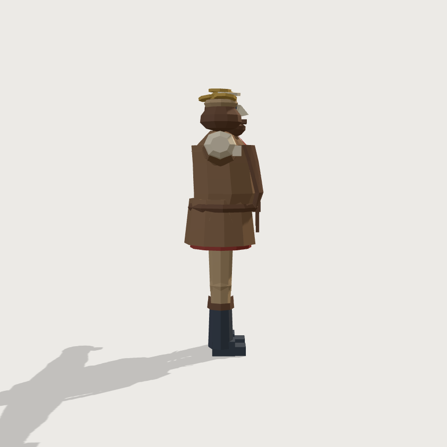 Merchant low-poly 3D model, left render