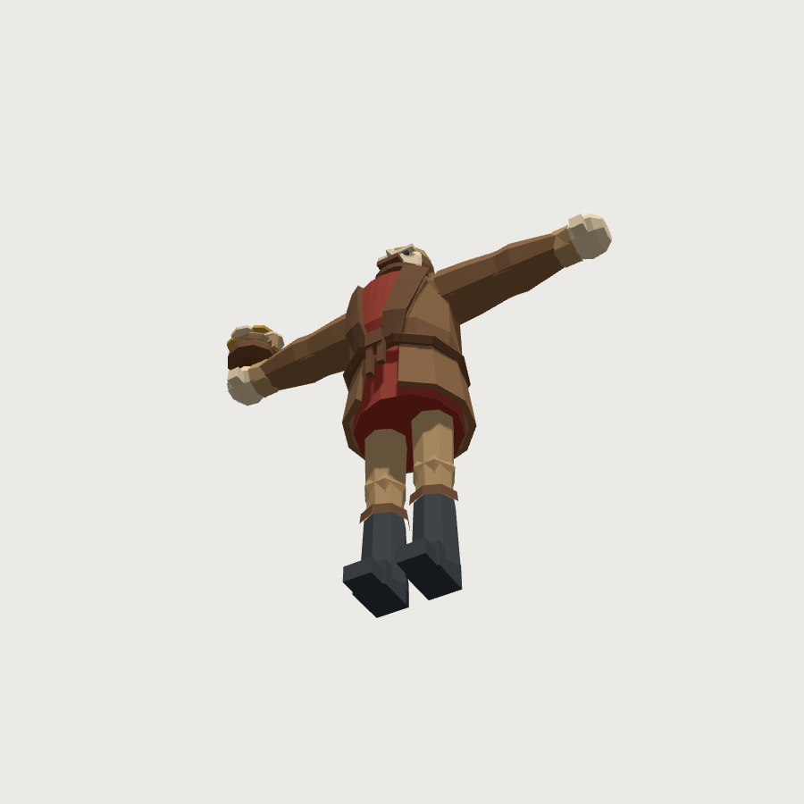 Merchant low-poly 3D model, low render