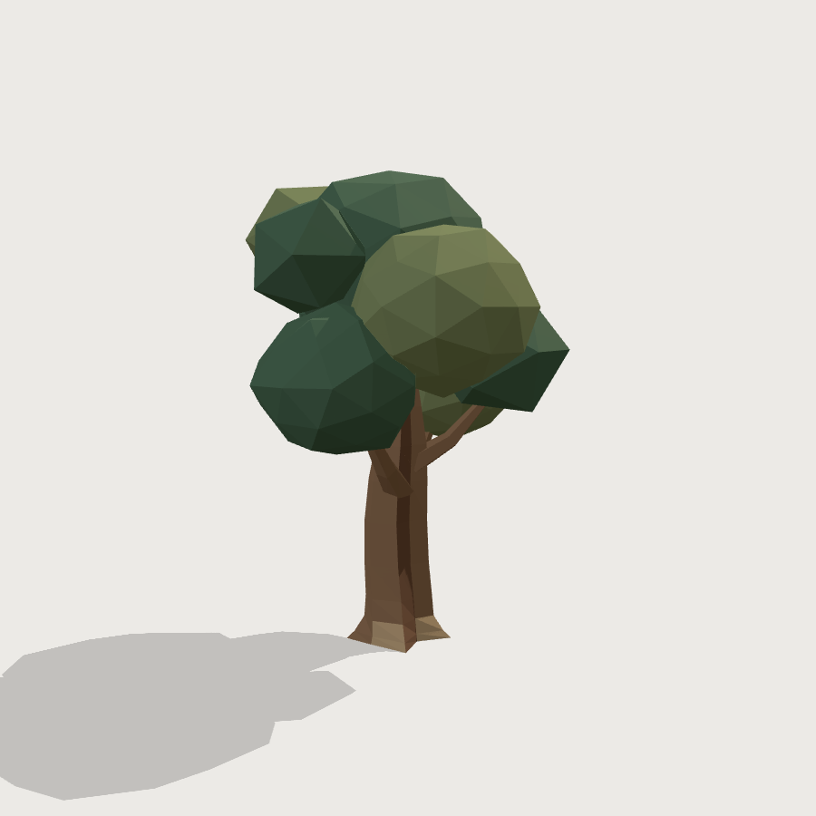 Oak Tree low-poly 3D model, left render