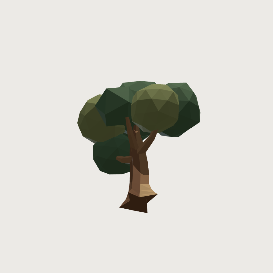 Oak Tree low-poly 3D model, low render