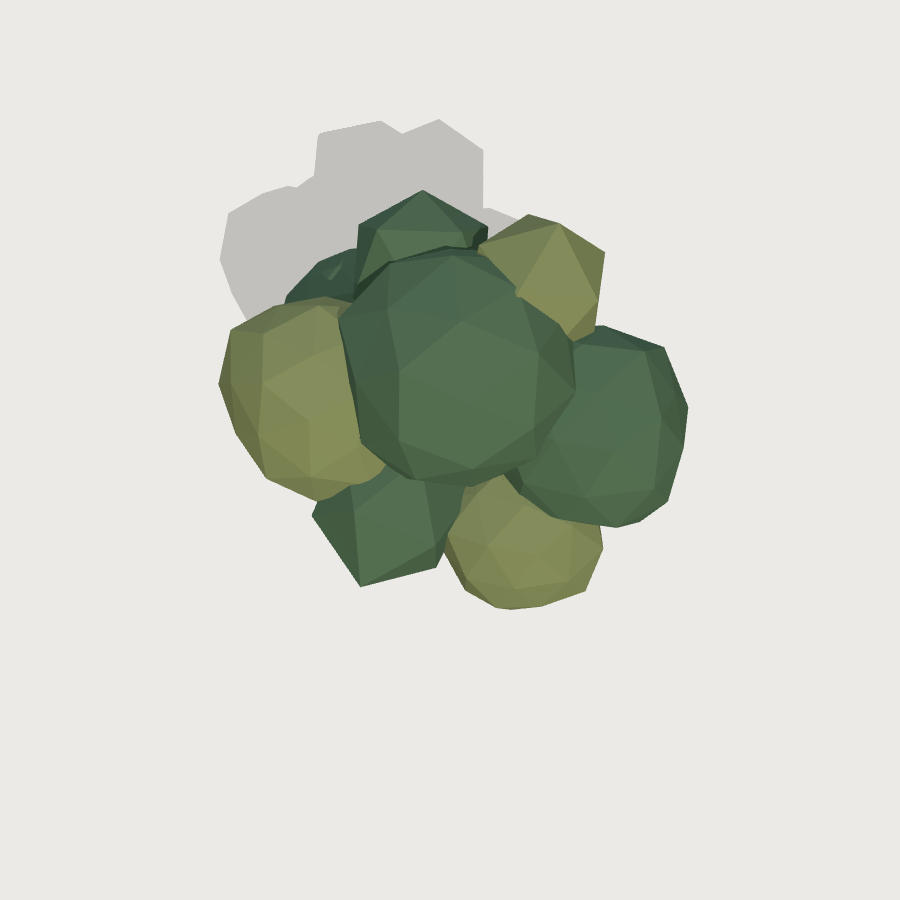 Oak Tree low-poly 3D model, top render