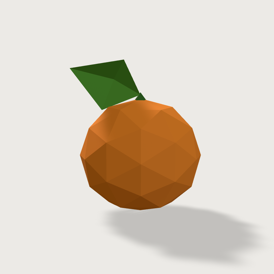 Orange low-poly 3D model, back render
