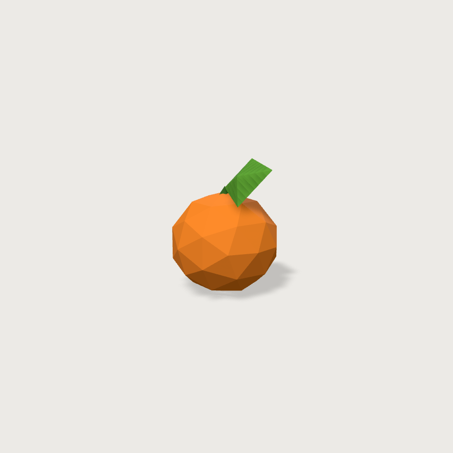 Orange low-poly 3D model, detail render