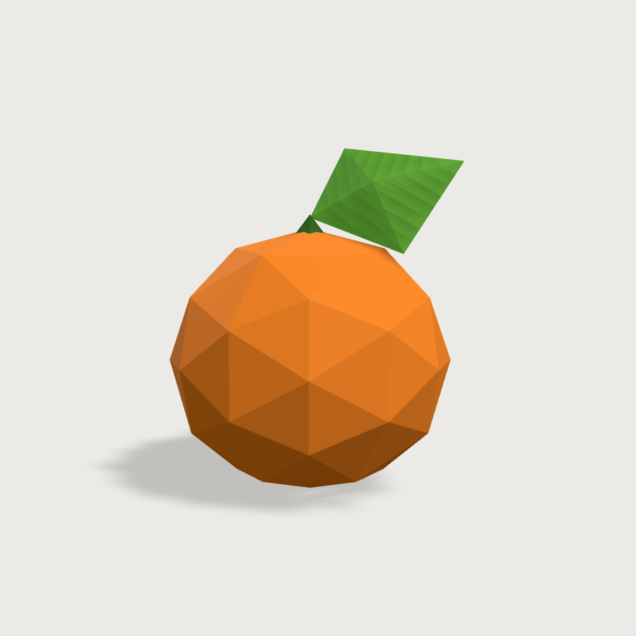 Orange low-poly 3D model, front render
