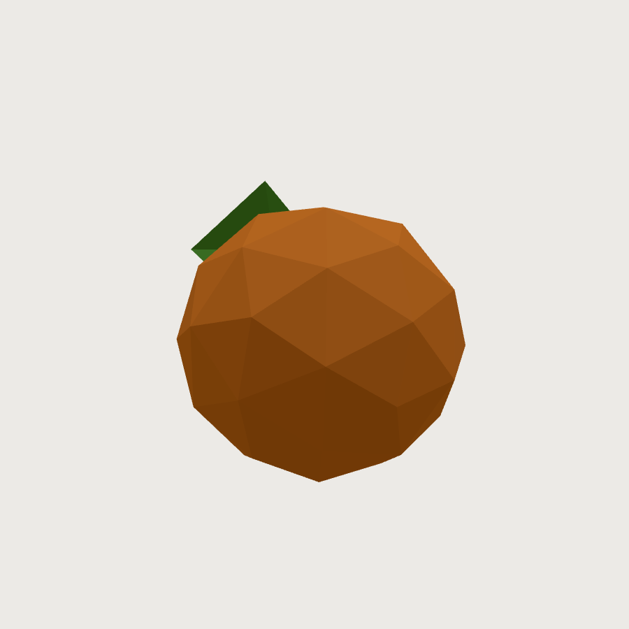 Orange low-poly 3D model, low back render