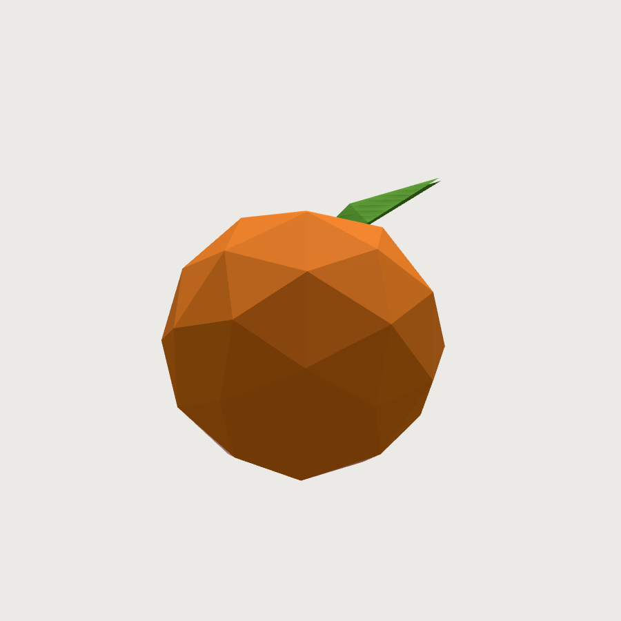 Orange low-poly 3D model, low render