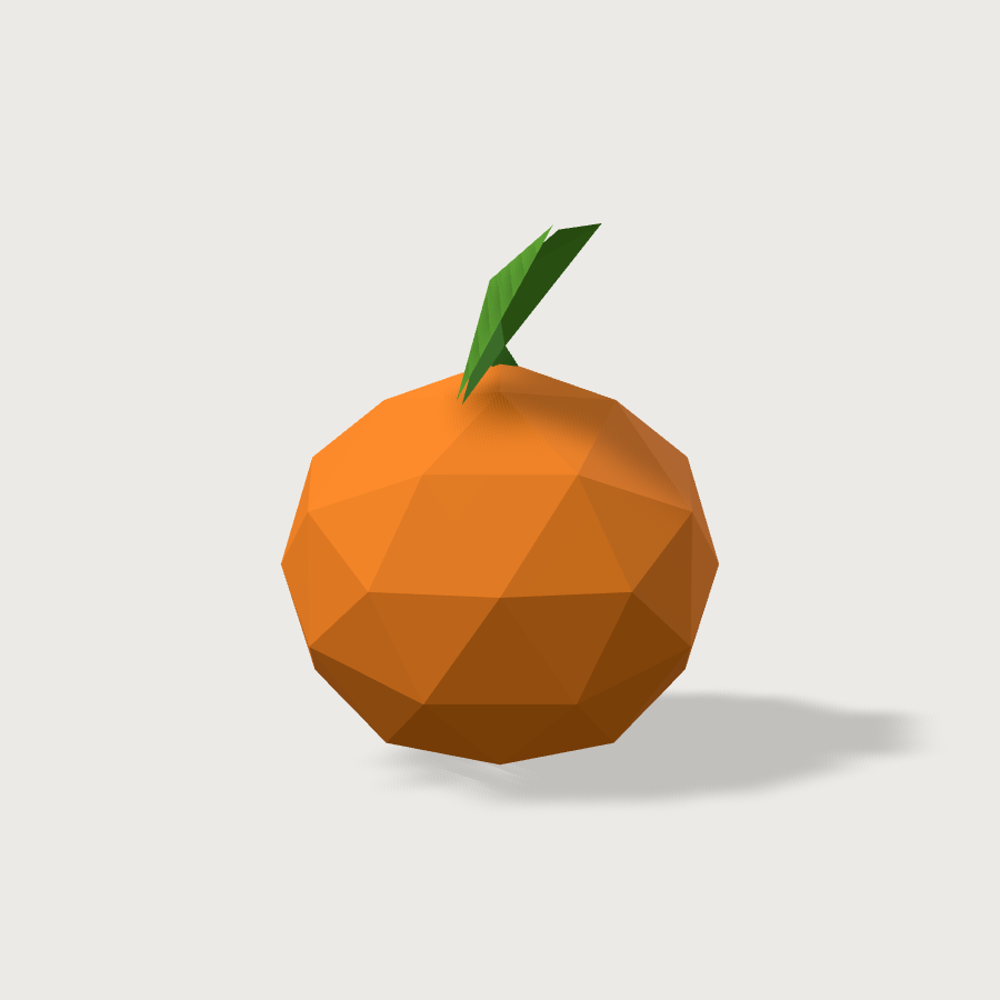 Orange low-poly 3D model, right render