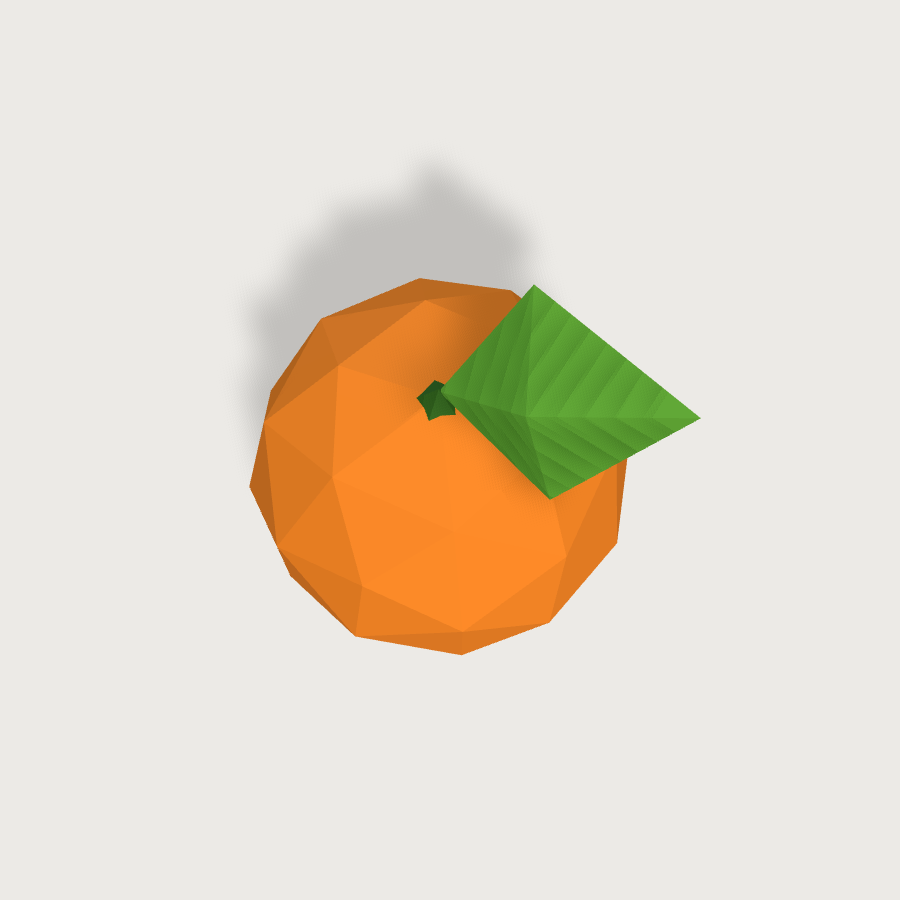 Orange low-poly 3D model, top render
