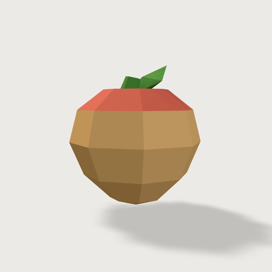 Peach low-poly 3D model, back render