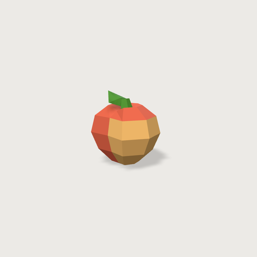Peach low-poly 3D model, detail render