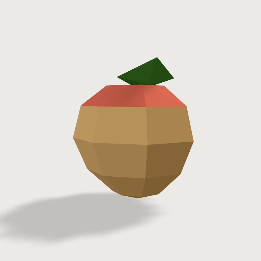 Peach low-poly 3D model, left render