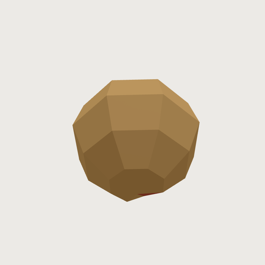 Peach low-poly 3D model, low back render