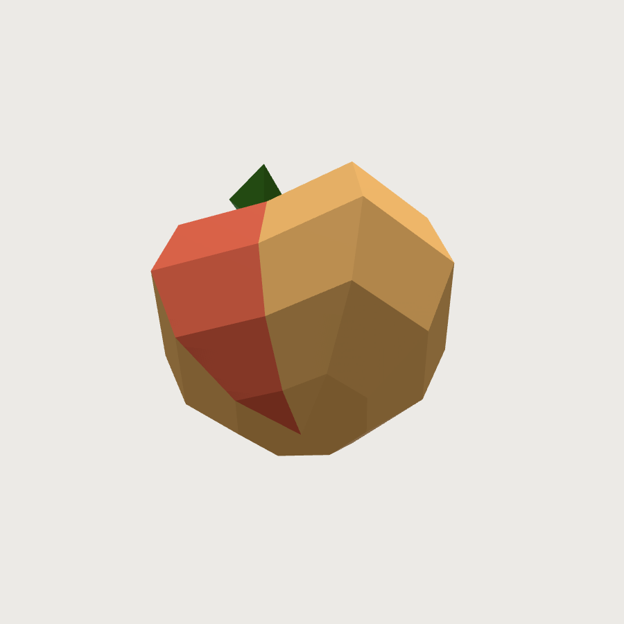 Peach low-poly 3D model, low render