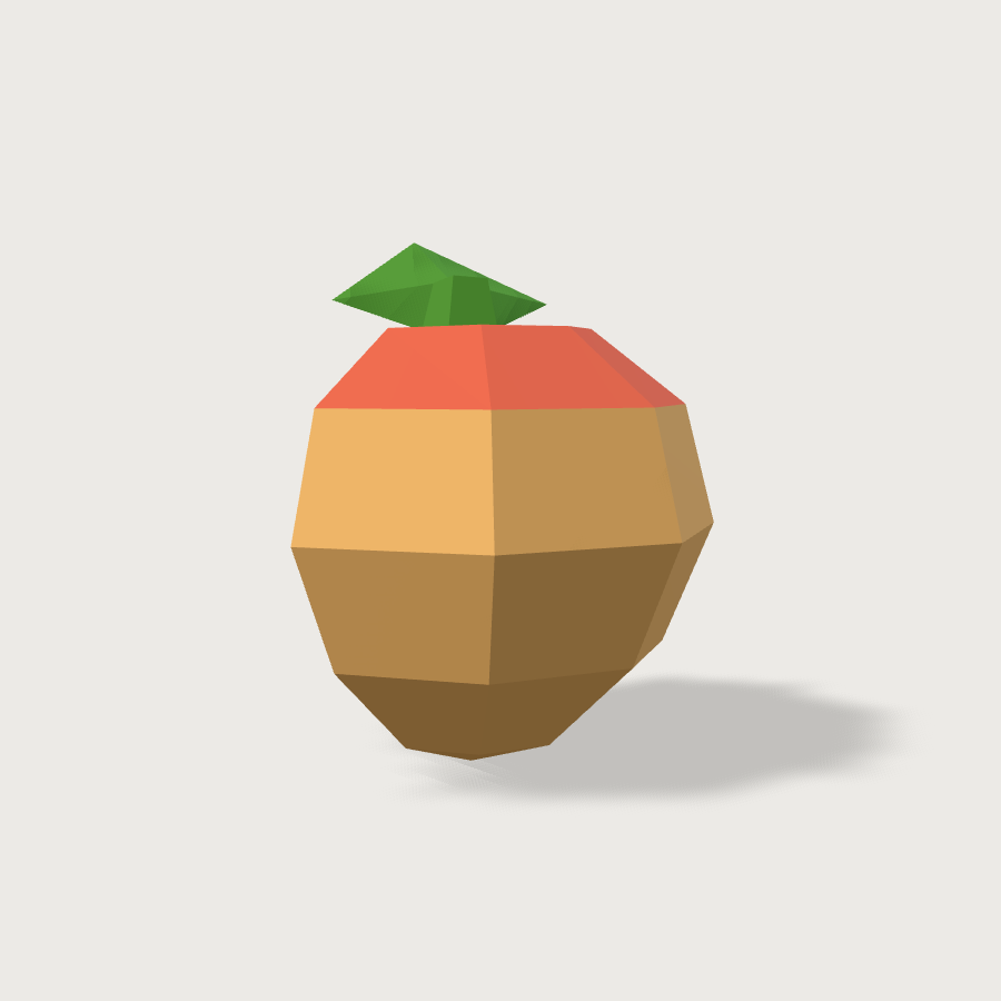Peach low-poly 3D model, right render