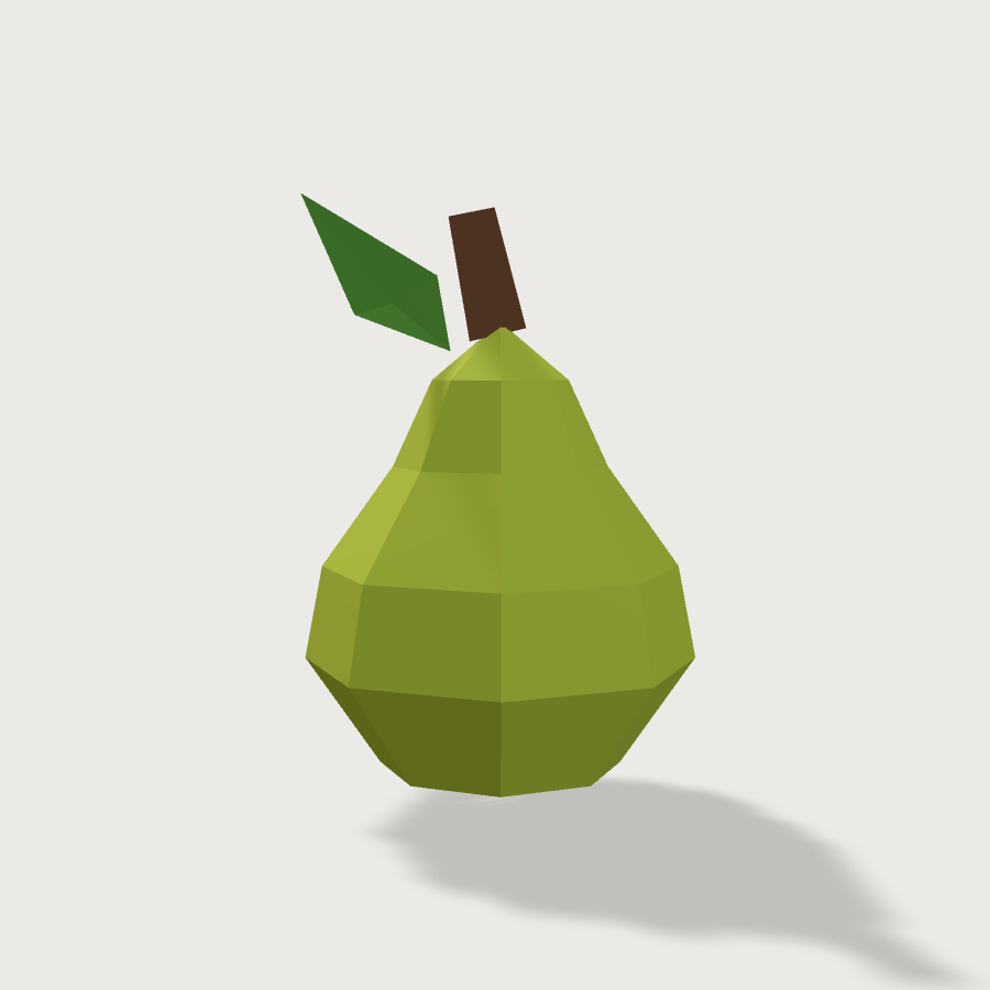 Pear low-poly 3D model, back render