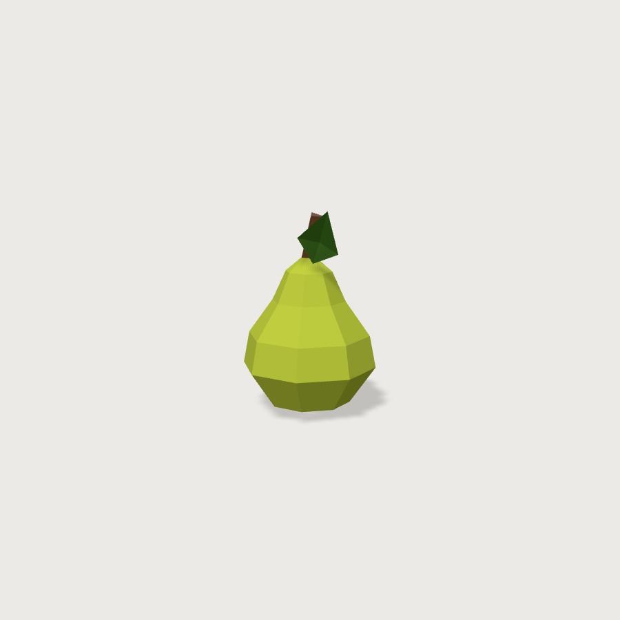 Pear low-poly 3D model, detail render
