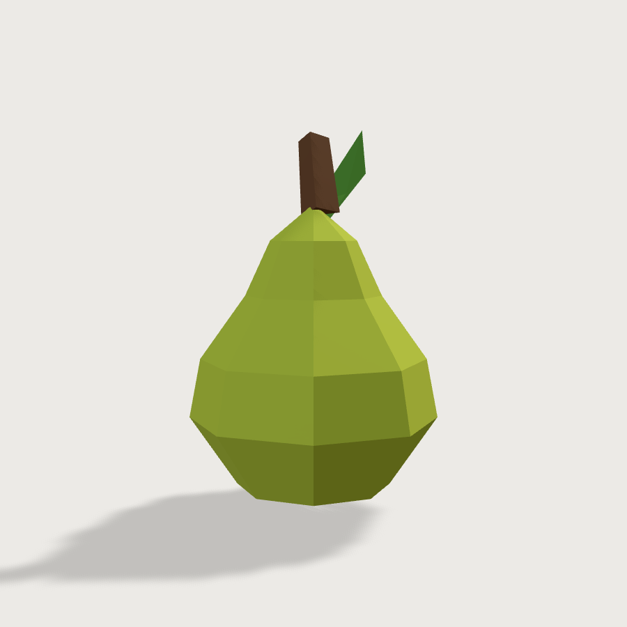 Pear low-poly 3D model, left render