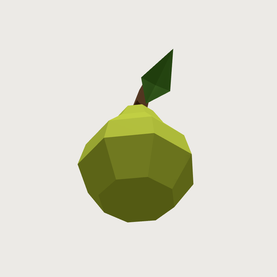 Pear low-poly 3D model, low render