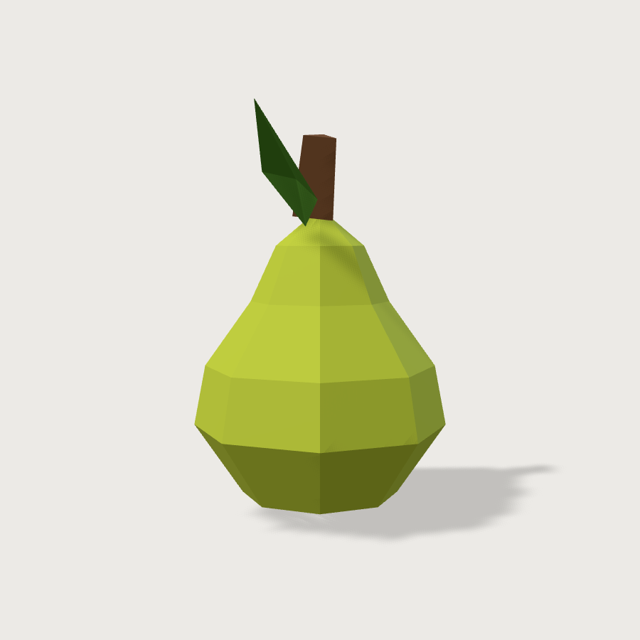 Pear low-poly 3D model, right render